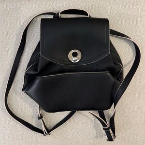 Jack Wills Black Leather Backpack